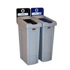 Slim Jim Recyclingstation 2-stroom FR deksel gesloten (zwart)/papier (blauw), Rubbermaid | grijs, zwart, blauw | VB 182060
