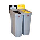 Slim Jim Recyclingstation 2-stroom DU deksel gesloten (zwart)/flessen (geel), Rubbermaid | grijs, zwart, geel | VB 182077