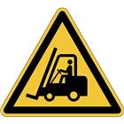 Zelfklevend pictogram voor vloermarkering met symbool Let op: Heftrucks