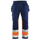 Werkbroek High Vis met stretch 1558 - marineblauw/oranje