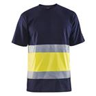 T-shirt High Vis lange mouw UPF 40+ UV V hals 3387 marineblauw/geel