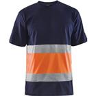 T-shirt High Vis lange mouw UPF 40+ UV V hals 3387 marineblauw/oranje