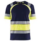 T-shirt High Vis UV korte mouw ronde hals 3421 - marineblauw/fluo geel