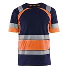 T-shirt High Vis UV korte mouw ronde hals 3421 - marineblauw/fluo geel