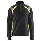 Sweatshirt halve rits High Vis lange mouw 3432 - zwart/fluo geel