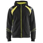 Sweatshirt hooded hele rits Hight Vis 3433 - zwart/fluo geel