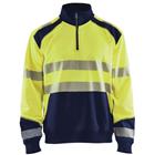 Sweatshirt halve rits High Vis 3556 - geel/marineblauw