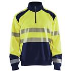 Sweatshirt halve rits High Vis 3556 - geel/marineblauw