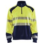 Sweatshirt halve rits High Vis 3556 - geel/marineblauw