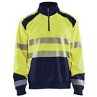 Sweatshirt halve rits High Vis 3556 - geel/marineblauw