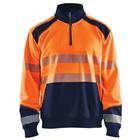 Sweatshirt halve rits High Vis 3556 - geel/marineblauw