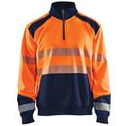 Sweatshirt halve rits High Vis 3556 - geel/marineblauw