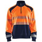 Sweatshirt halve rits High Vis 3556 - geel/marineblauw