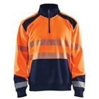 Sweatshirt halve rits High Vis 3556 - geel/marineblauw