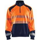 Sweatshirt halve rits High Vis 3556 - geel/marineblauw