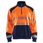 Sweatshirt halve rits High Vis 3556 - geel/marineblauw