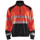 Sweatshirt halve rits High Vis 3556 - rood/zwart