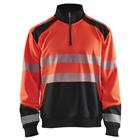 Sweatshirt halve rits High Vis 3556 - rood/zwart