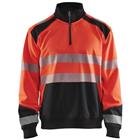 Sweatshirt halve rits High Vis 3556 - rood/zwart