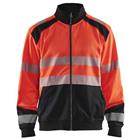 Sweatshirt hele rits High Vis 3558 - rood/zwart