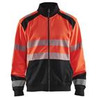 Sweatshirt hele rits High Vis 3558 - rood/zwart