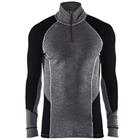 Onderhemd zip-neck XWARM, 100% Merino 4699 - grijs/zwart