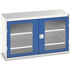 Hoge kast Verso 1300x550x800mm met raamdeur en 2 legborden - BOTT