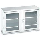 Hoge kast Verso 1300x550x800mm met raamdeur en 2 legborden - BOTT