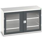 Hoge kast Verso 1300x550x800mm met raamdeur en 2 legborden - BOTT