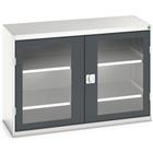 Hoge kast Verso 1300x550x900mm met raamdeur en 2 legborden - BOTT