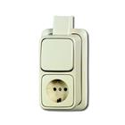 AP combinatie wandcontactdoos + ra wis + plaat ap opbouw beige IP20 2CKA001641A0233