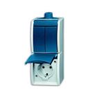 Ocean combinatie wandcontactdoos + ra serie opbouw blauw IP44 2CKA001684A0324