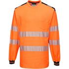 T-shirt met lange mouw PW3 Hi-Vis T185 Zwart/oranje Portwest