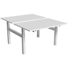 Recht, ergonomisch bureau Bench met zwengel, 2 werkplekken en H-vormig onderstel - Kelli