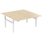 Recht, ergonomisch bureau Bench met zwengel, 2 werkplekken en H-vormig onderstel - Kelli