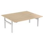 Recht, ergonomisch bureau Bench met zwengel, 2 werkplekken en H-vormig onderstel - Kelli