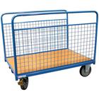 Plateauwagen met antislipmat en 2 gaas zijpanelen - 500kg - FIMM