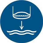 Pictogram Reddingsboot in aangeduide volgorde te water laten gaan