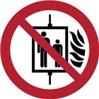 Pictogram In geval van brand verboden om de lift te gebruiken