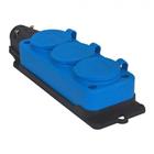 Solidcontactdoos 3-voudig rubber randaarde IP44 blauw/zwart