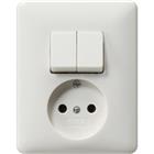 Standaard 55 combinatie wandcontactdoos serie (zonder ra) afdekplaat inbouw wit IP20 047503