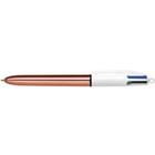 BIC 4 Colours Shine Rose Gold Balpen Blauw, groen, rood, zwart Medium 0,4 mm Navulbaar