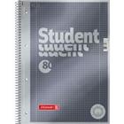BRUNNEN Student Premium Notitieboek A4 Gelinieerd Spiraalbinding Zijgebonden Karton Grijs Geperforeerd 160 Pagina's 80 Vellen