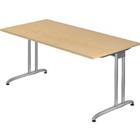 Hammerbacher Niet Hoogteverstelbaar Bureau Ahorn Gemelamineerde spaanplaat Zilver T-Voet 1.600 x 800 x 720 mm