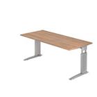 Hammerbacher Rechthoekig Hoogteverstelbaar Bureau US19 Walnoot Hout, metaal Zilver 1.800 x 800 x 680 mm