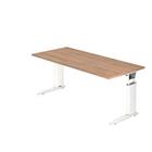 Hammerbacher Rechthoekig Hoogteverstelbaar Bureau US19 Walnoot Hout, metaal Wit 1.800 x 800 x 680 mm