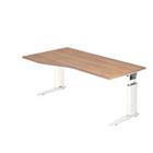 Hammerbacher Vrije vorm Hoogteverstelbaar Bureau US18 Walnoot Hout, metaal Wit 1.800 x 800 x 680 mm