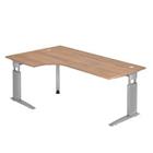 Hammerbacher Vrije vorm Hoogteverstelbaar Bureau US82 Walnoot Hout, metaal Zilver 2.000 x 800 x 680 mm