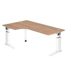 Hammerbacher Vrije vorm Hoogteverstelbaar Bureau Walnoot Hout, metaal Wit 2.000 x 800 x 680 mm