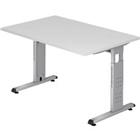 Hammerbacher Hoogteverstelbaar Bureau Rechthoekig Gemelamineerde spaanplaat Wit T-Voet 1.200 x 800 x 650 mm